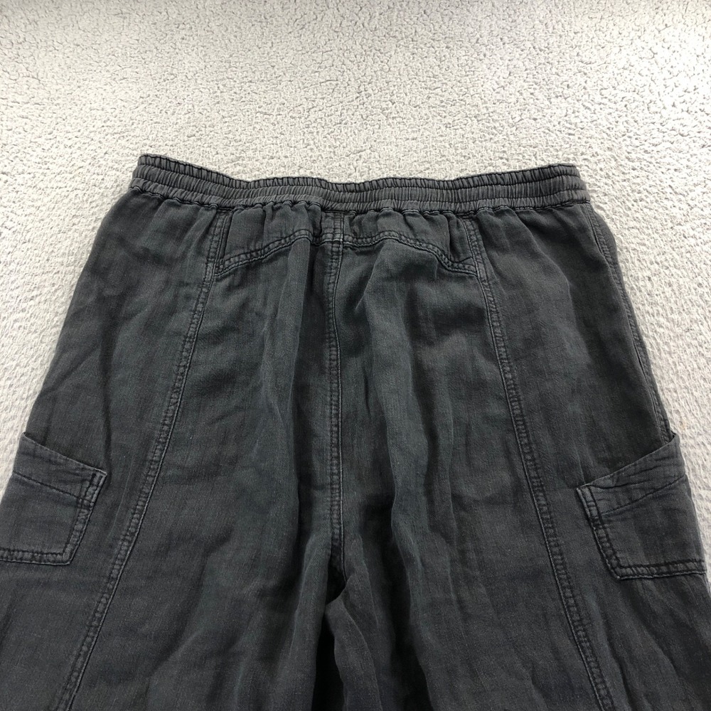 Free People Pants Womens Medium Black Linen Blend Cargo Utility Lagenlook Boho - Picture 6 of 14
